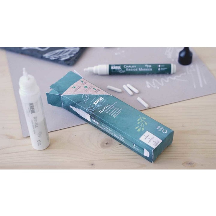 marker cu creta alba cu accesorii pentru reincarcare kreul set 6 buc