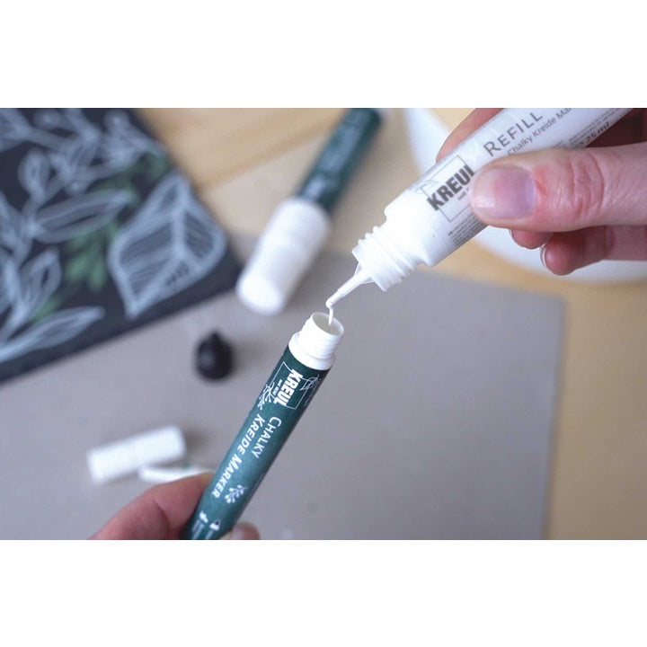 marker cu creta alba cu accesorii pentru reincarcare kreul set 6 buc