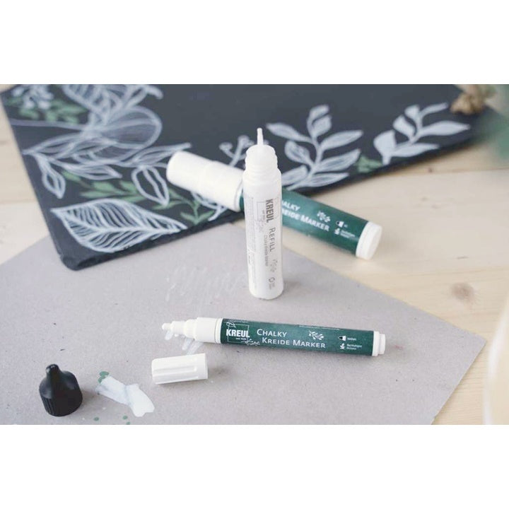 marker cu creta alba cu accesorii pentru reincarcare kreul set 6 buc