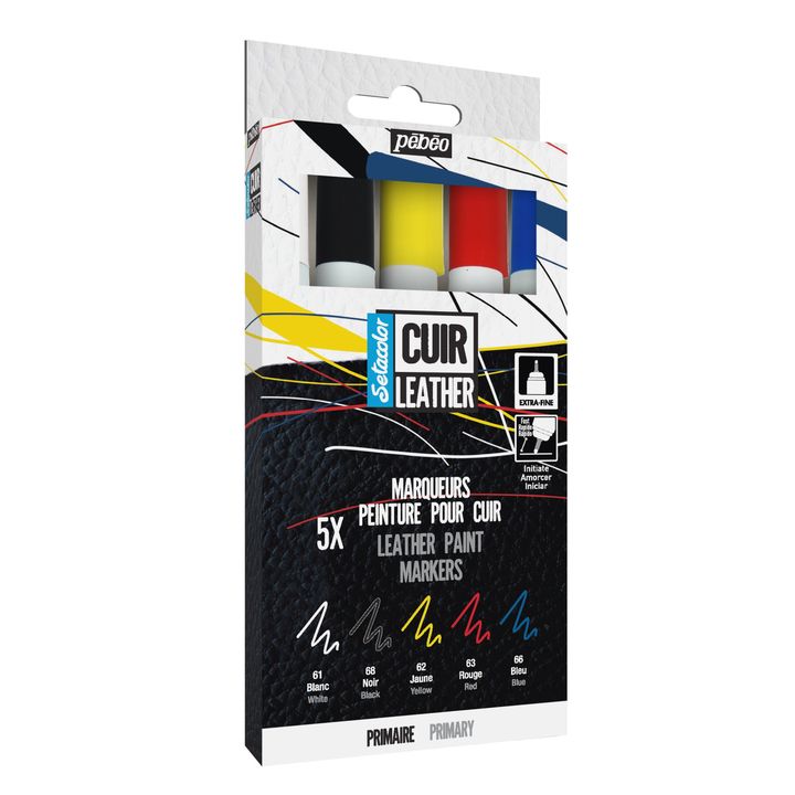 markere din piele pebeo setacolor set primar de 5 ro pbo295687