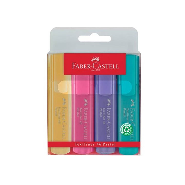 markere fluorescente faber castell 46 pastel set 4 bucați