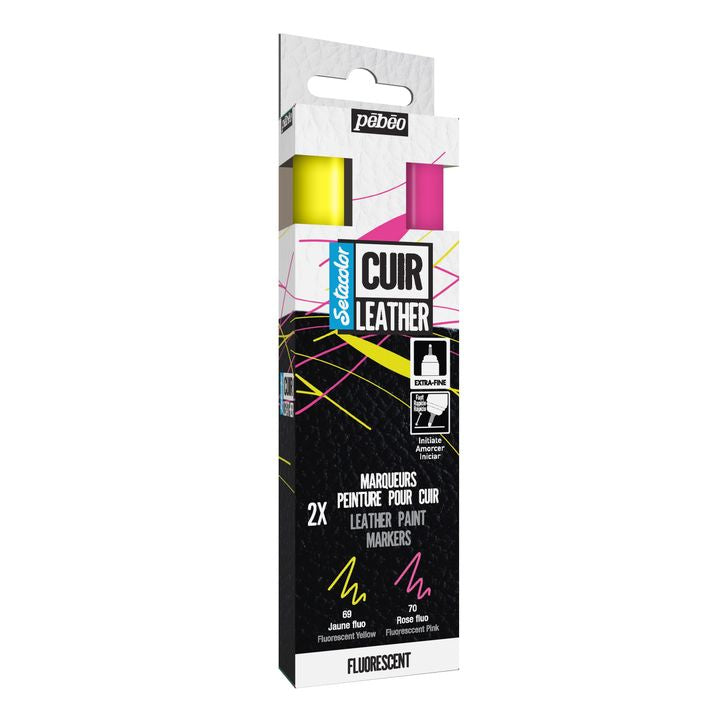 markere pentru piele pebeo setacolor set de 2 bucati fluorescente ro pbo295686