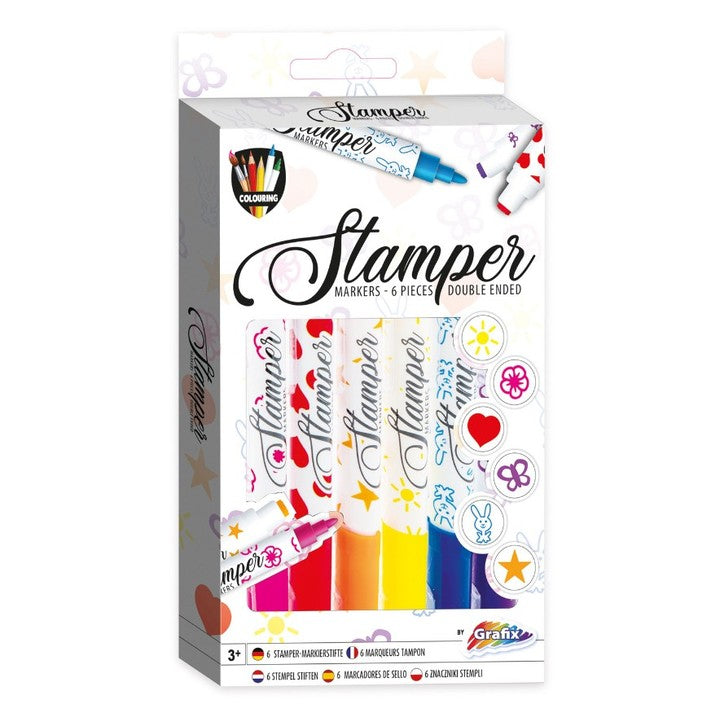 markere stamper 6 buc set dublu de culori și ștampile pentru copii