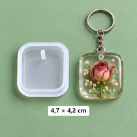 formă pătrată 4,7 × 4,2 cm + 3 inele pentru breloc