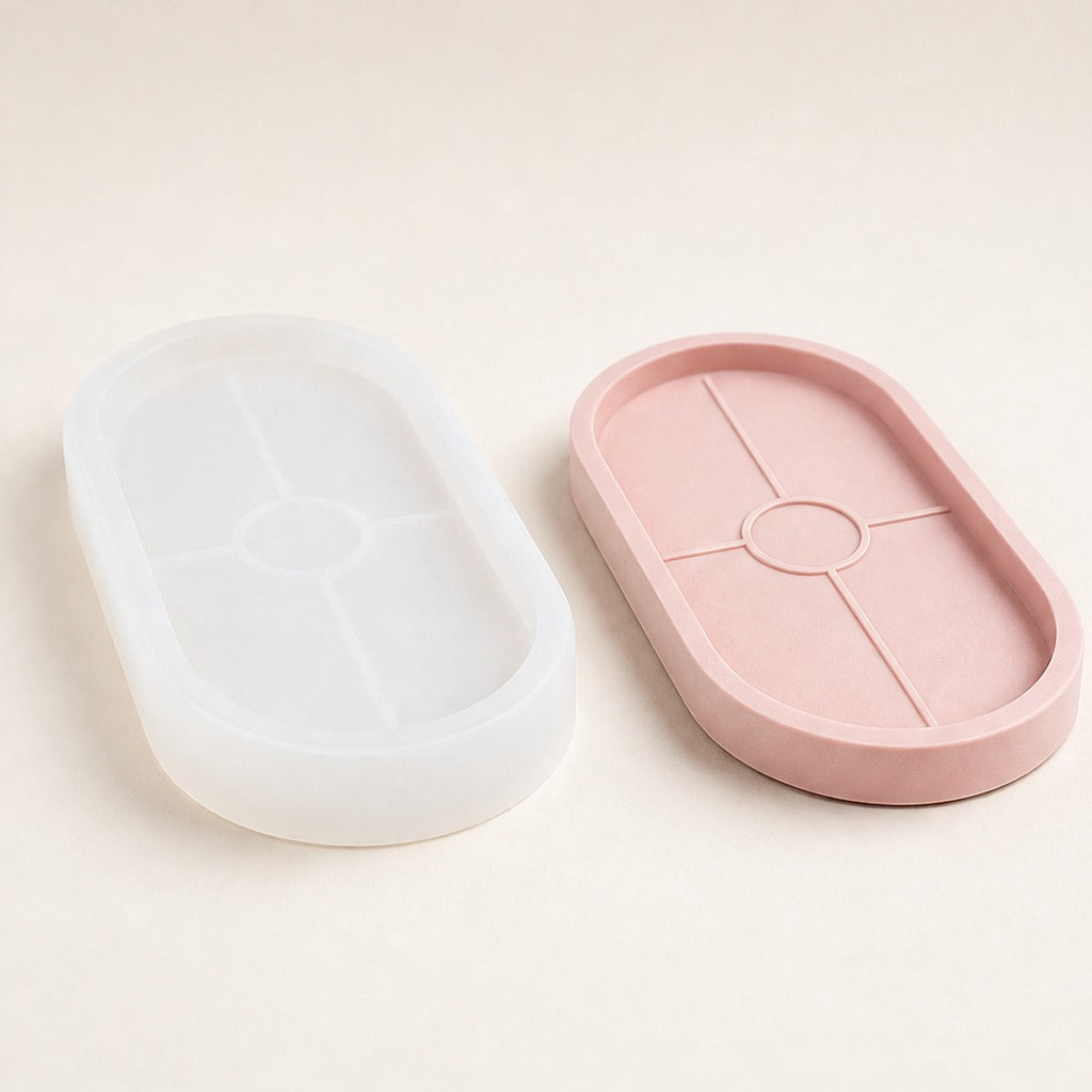 Matriță flexibilă din silicon pentru turnare decorațiuni interioare – oválny podnos – 17,8 × 9,4 cm