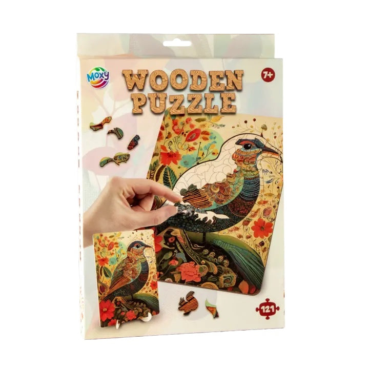 moxy puzzle din lemn pasare 130 piese artistic
