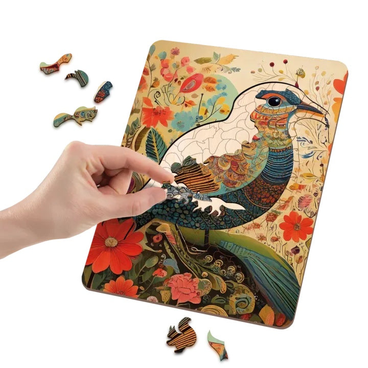 moxy puzzle din lemn pasare 130 piese artistic