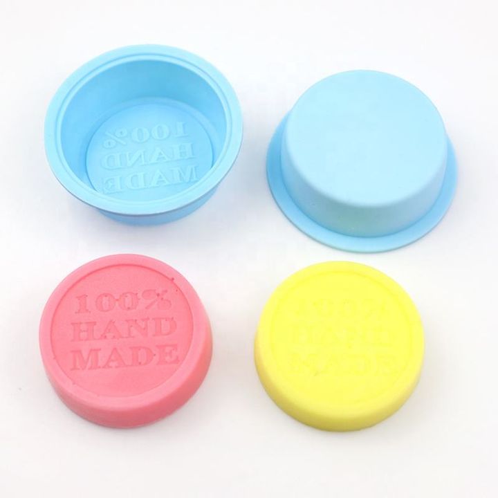 mucegai din silicon pentru sapun rotund cu text 100 hand made ro aatxc716