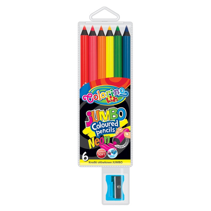 neon jumbo creioane colorate cu ascutitor set de 6 ro clrr34654ptr