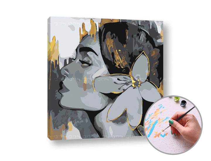 paint by numbers femeie cu floare in par dificultate scazuta ro xonchfc051