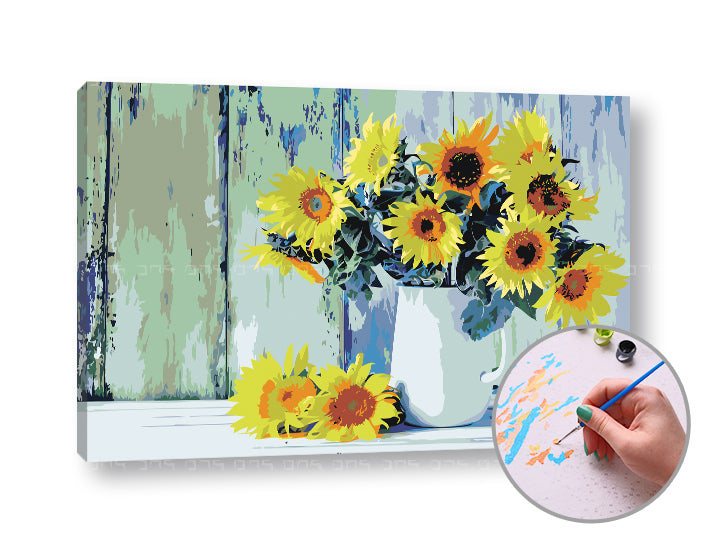 paint by numbers floarea soarelui in vaza ro artkv149e11