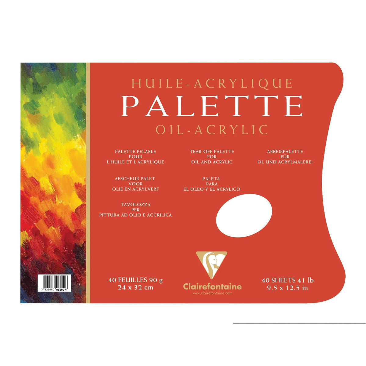 Paletă de pictură din hârtie CLAIREFONTAINE 90 g/m2 - 24 x 32 cm, 40 file