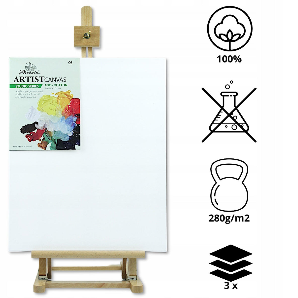 Pânză pentru pictură pe șasiu Phoenix, 24 – 100 cm, alege dimensiunea