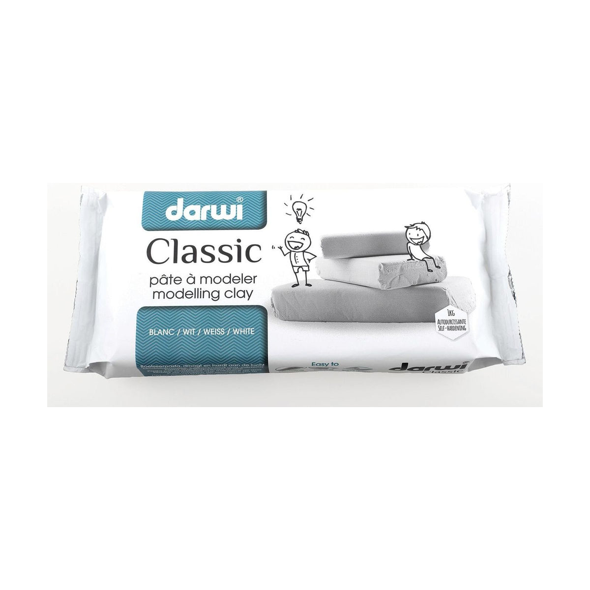 Pastă de modelaj cu uscare la aer DARWI albă 1000 g