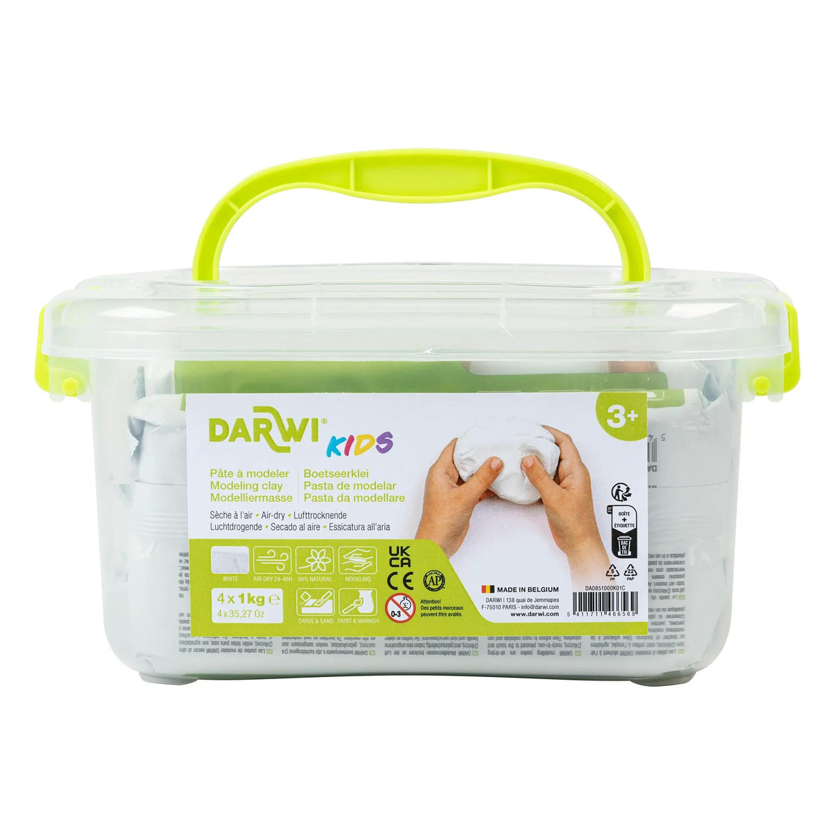 Pastă de modelaj cu uscare la aer DARWI Kids albă 4 x 1000 g