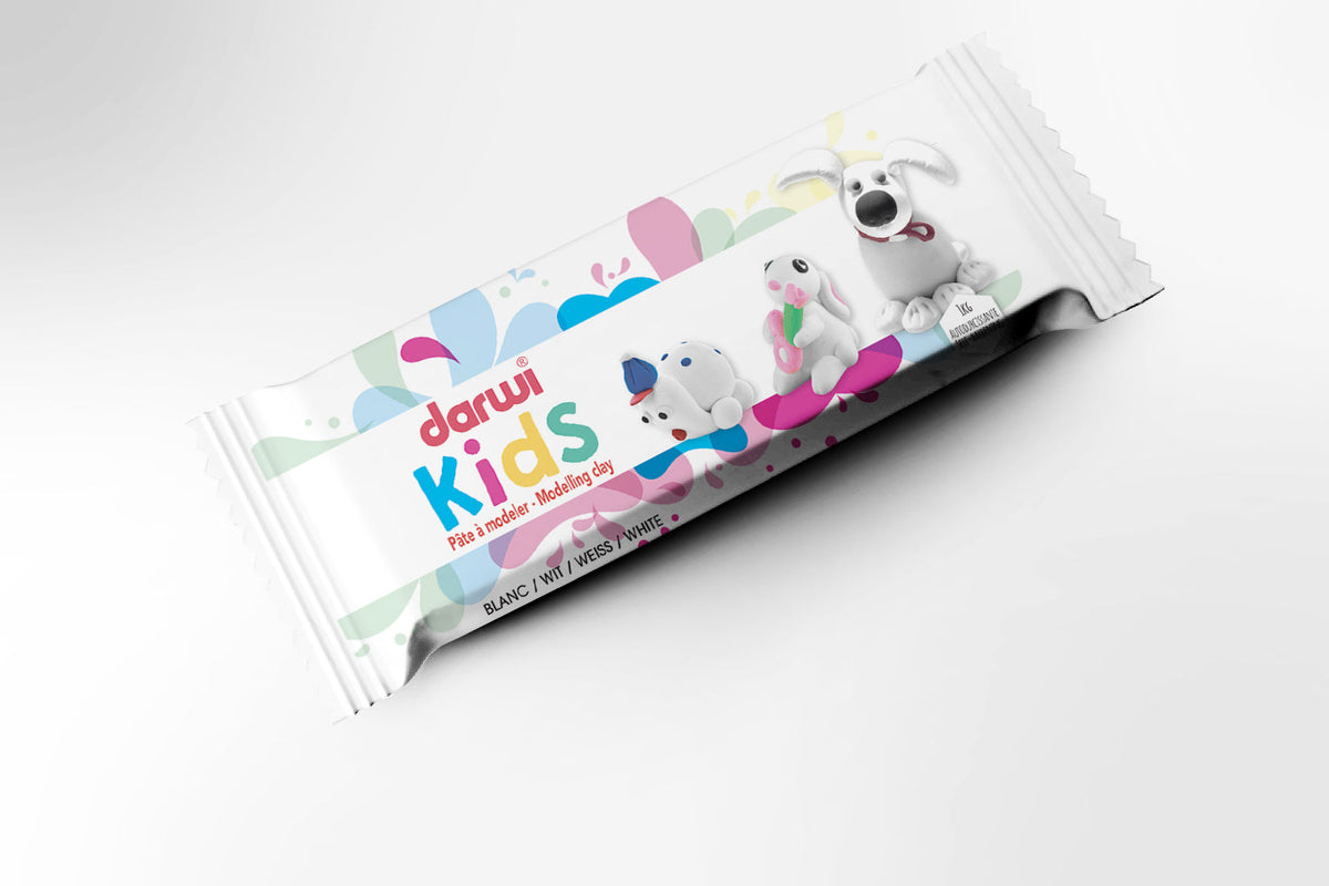 Pastă de modelat cu uscare la aer DARWI Kids 1000 g albă