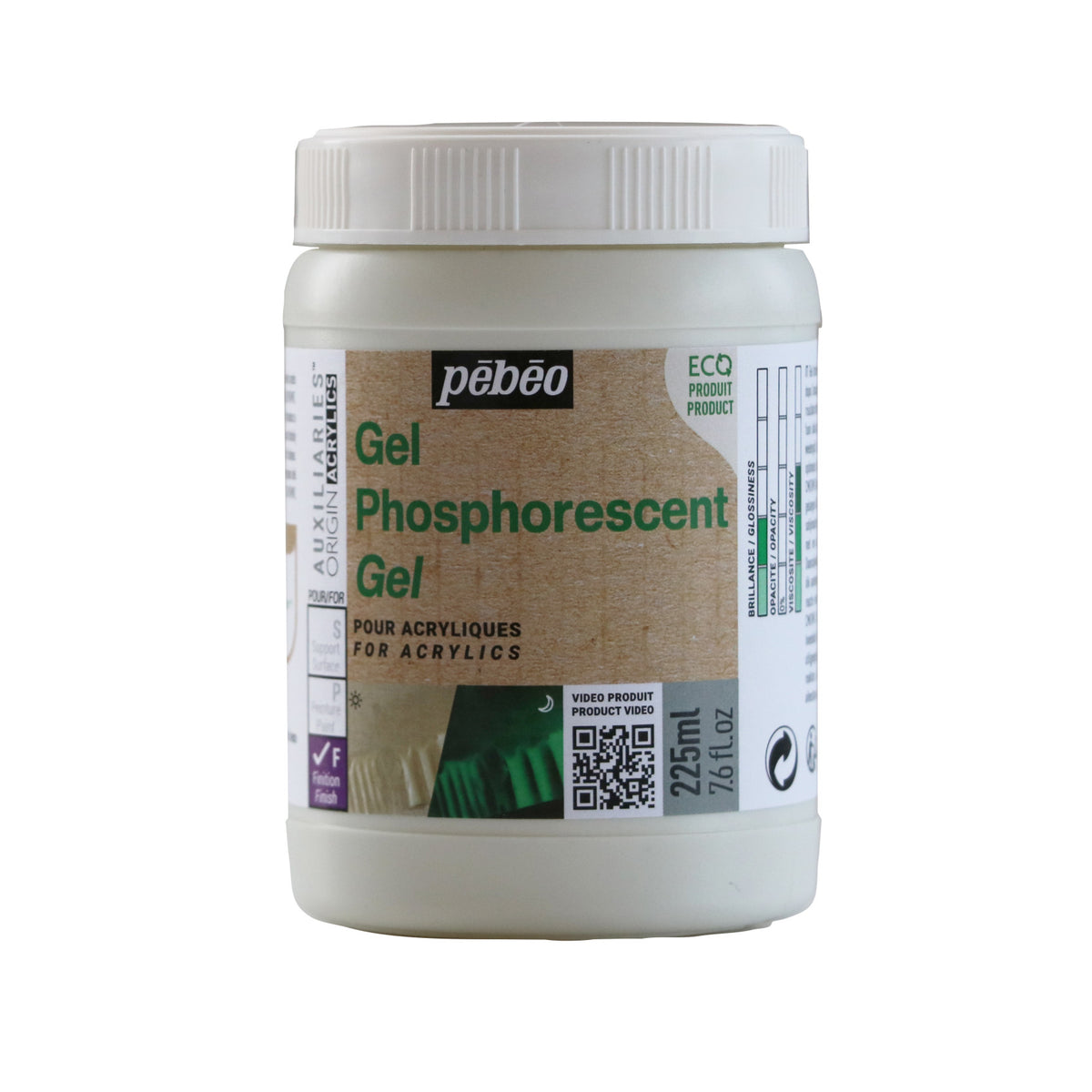Gel acrilic fosforescent Pebeo Origin 225 ml – verde