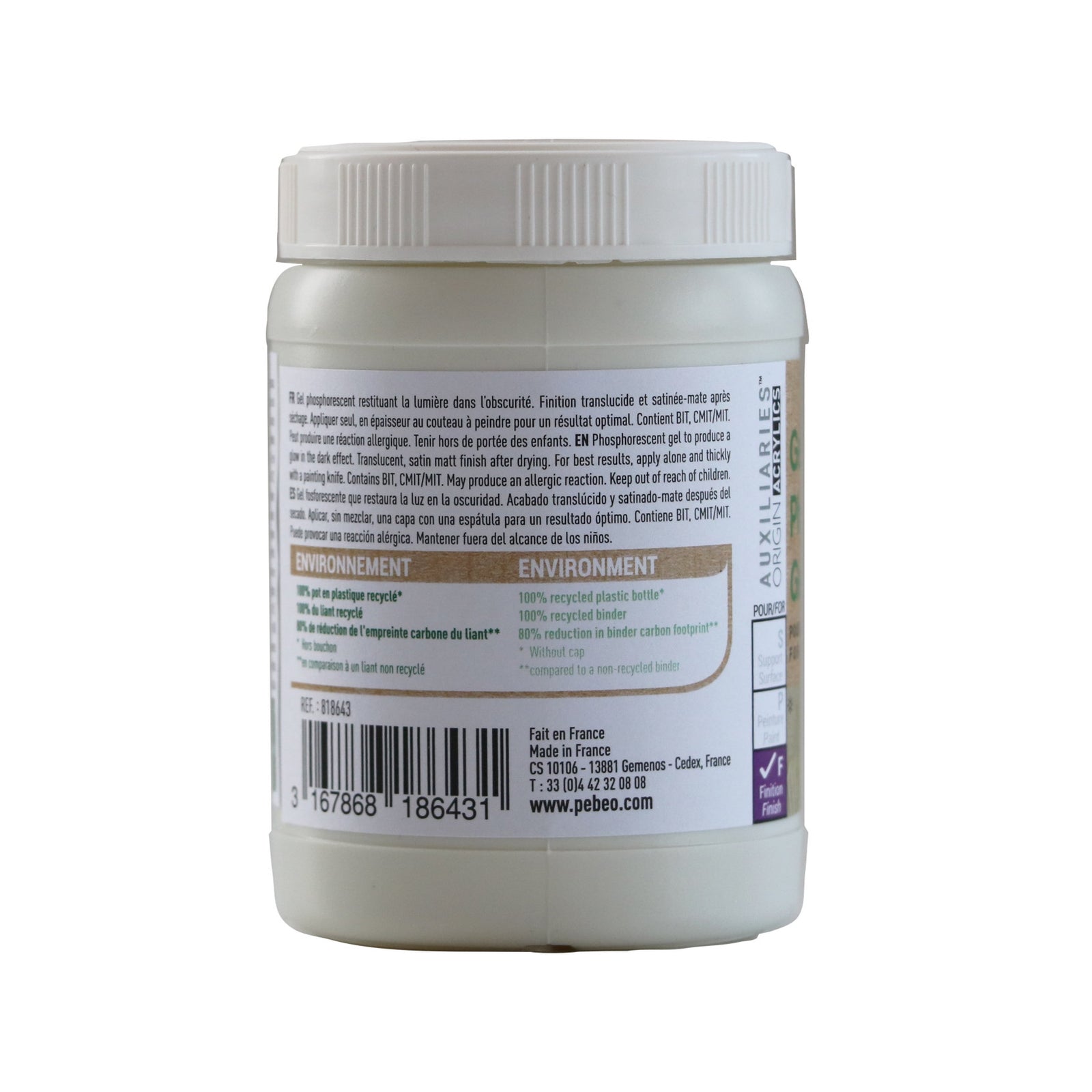 Gel acrilic fosforescent Pebeo Origin 225 ml – verde