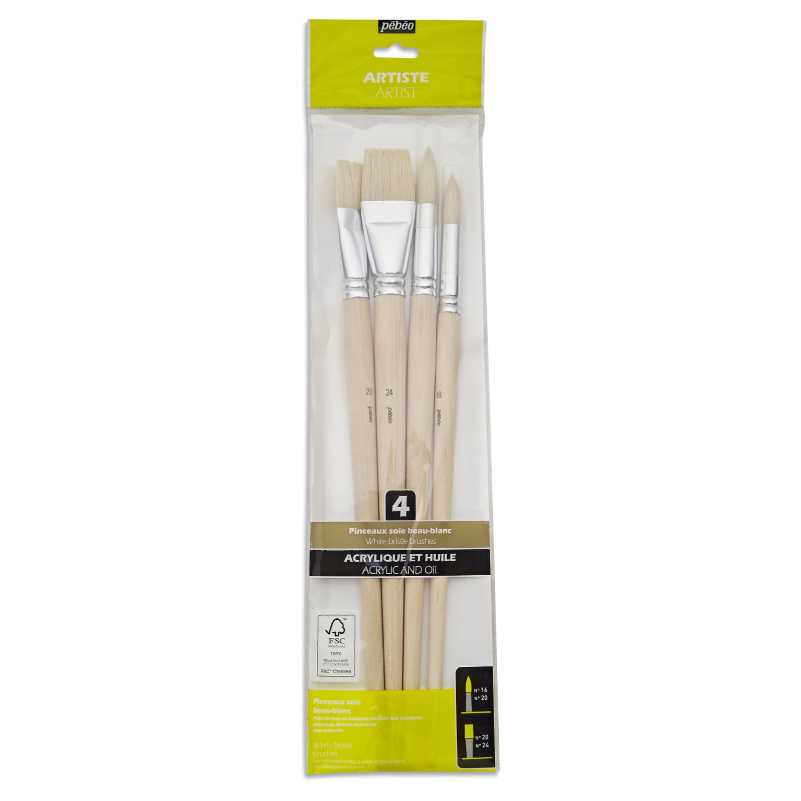 Pebeo set pensule universale Golden Taklon 4 buc plate și rotunde