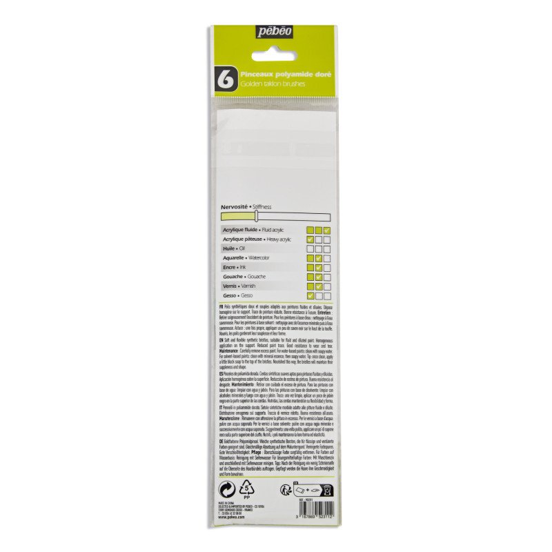 PÉBÉO Set 6 pensule rotunde pentru acrilic