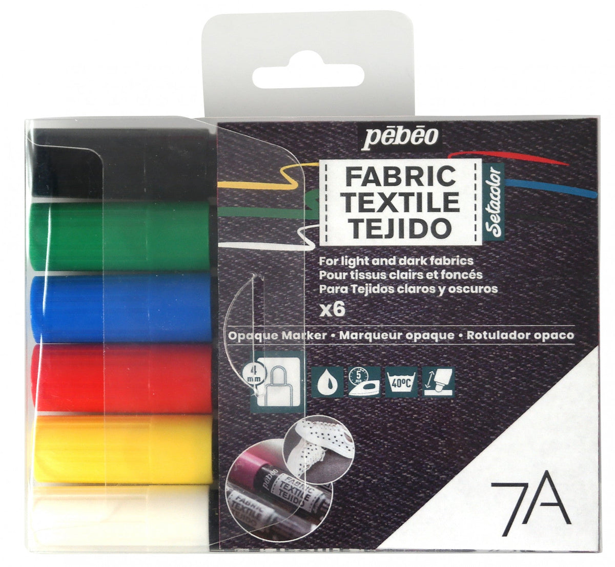Pebeo set carioci pentru textile Setacolor 6 buc CLASSIC