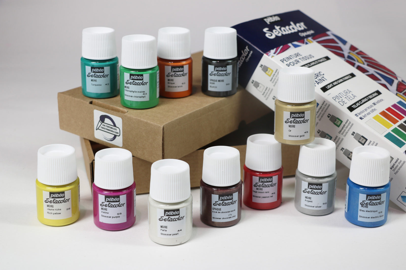 Pebeo Setacolor set culori opace pentru textile 12 x 20 ml