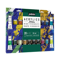 pebeo studio vopsele acrilice de mare vascozitate cu pensula 20x20 ml ro pbo833426
