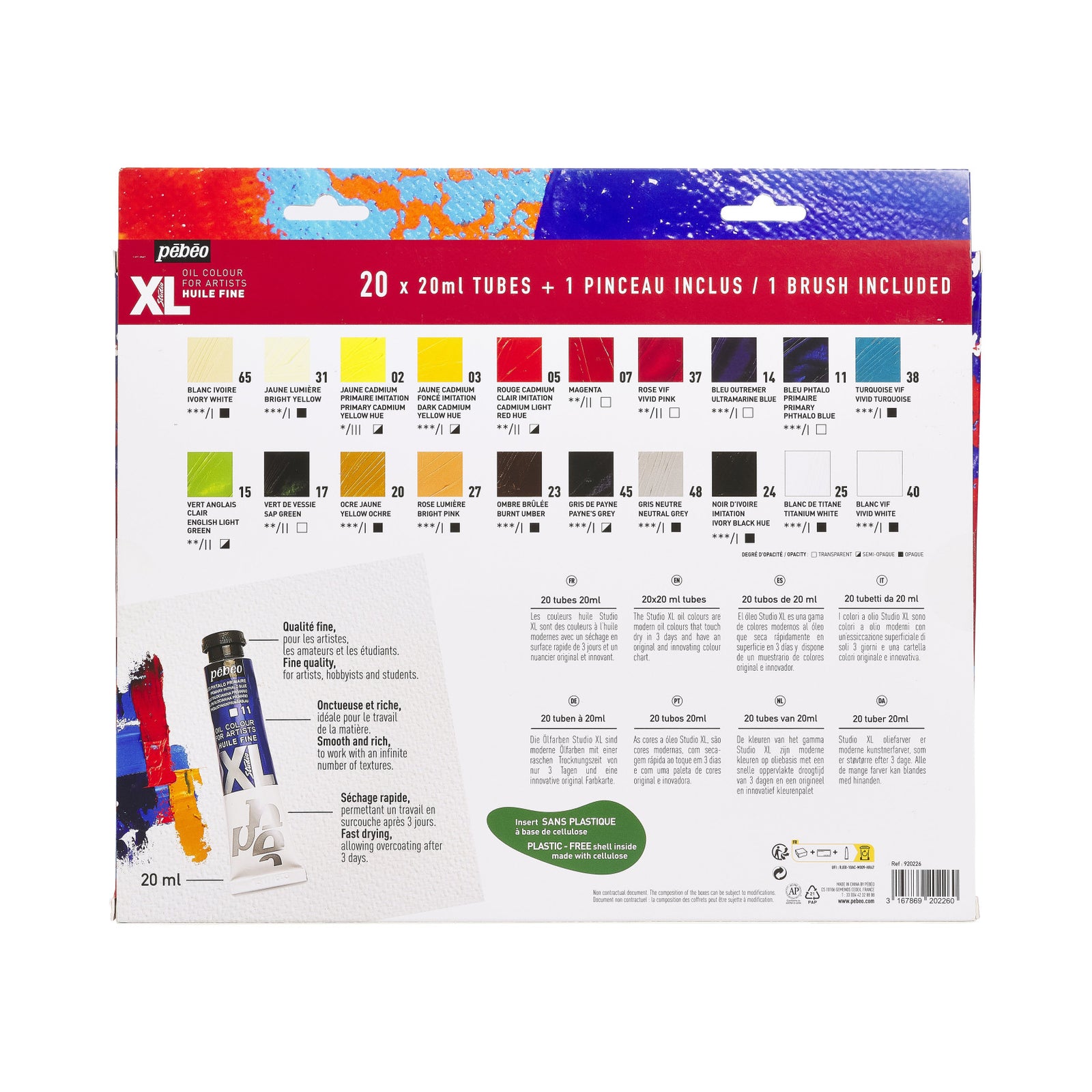 Pebeo Studio XL set culori de ulei 20 x 20 ml cu pensulă