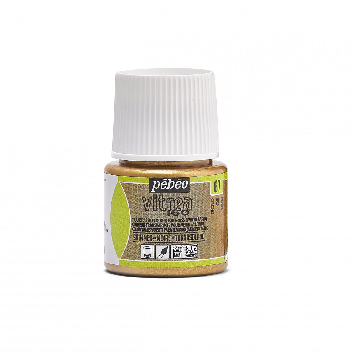 Vopsea vitraliu pentru sticlă Pebeo Vitrea 160 – 45 ml, Shimmer Gold