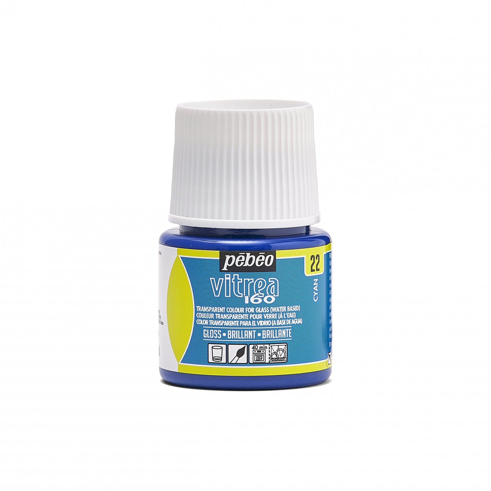 Vopsea vitraliu pentru sticlă Pebeo Vitrea 160 lucioasă 45 ml – Cian