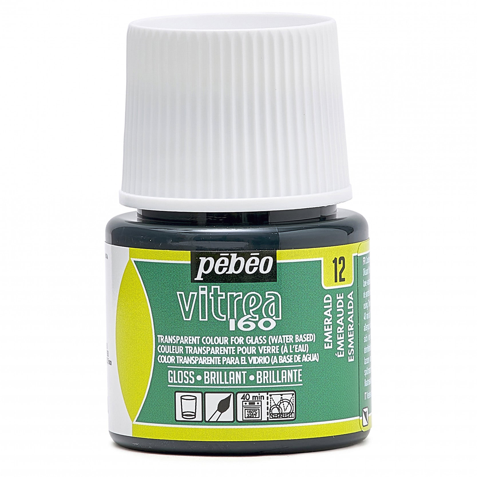 Vopsea vitraliu pentru sticlă Pebeo Vitrea 160 lucioasă 45 ml – Smarald