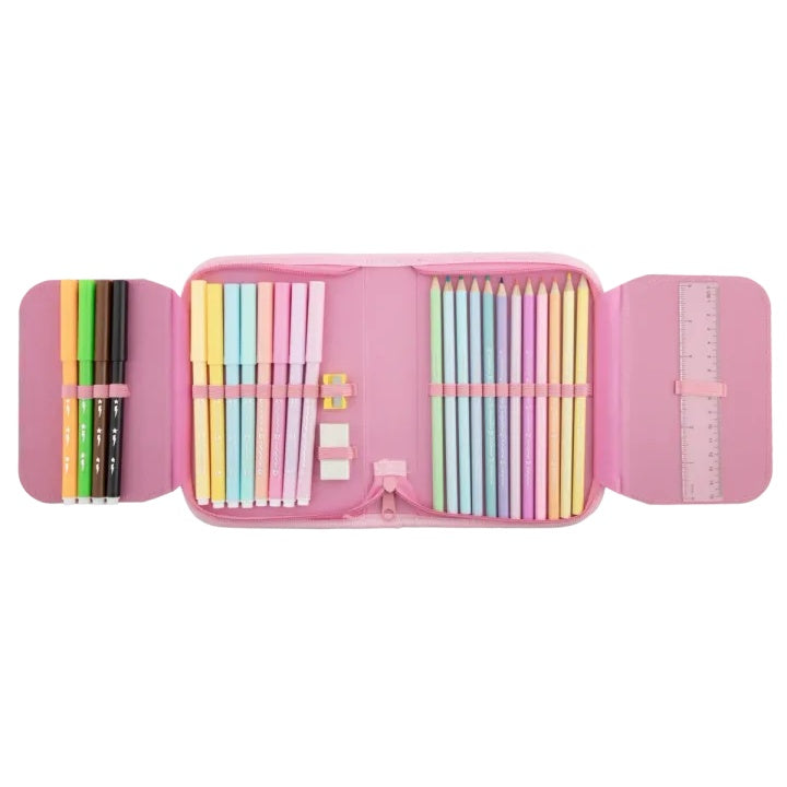 penar echipat cu cai 28 buc design cal roz