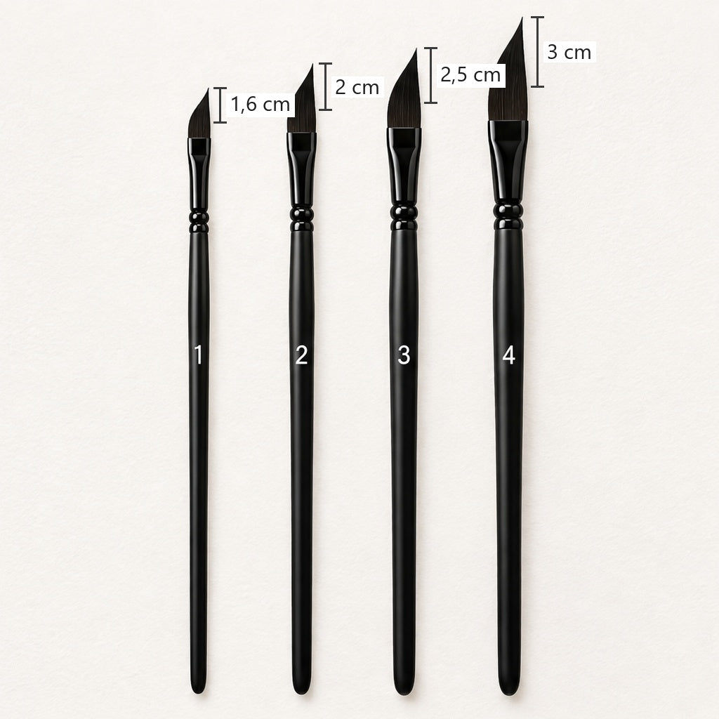 Pensulă acuarelă tip sword liner teșită pentru detalii