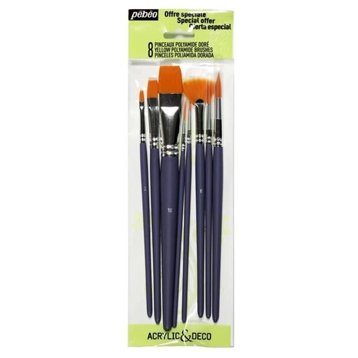 pensule de pictura sintetice pebeo set de 8 piese ro pbo951170