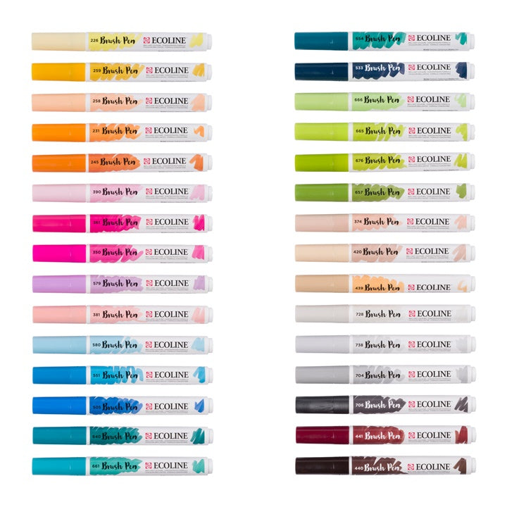 pensule pentru acuarela ecoline brush pen pen 30 buc ro rtl11509026