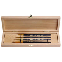 pensule pentru pictura roubloff pentru cerneala in cutie din lemn set 5 buc ro hmdset2