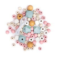 Perle de lemn colorate 80 buc – Pastel