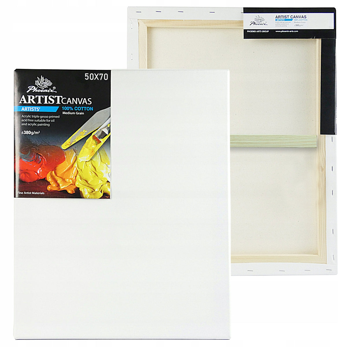 Phoenix pânză pentru pictură pe șasiu, 3,8 cm, 380 g/m², 24–100 cm, până la 160 cm – alege dimensiunea