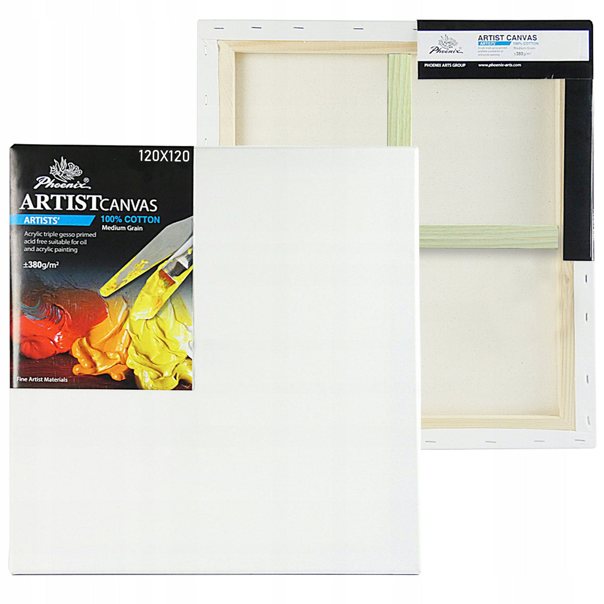Phoenix pânză pentru pictură pe șasiu, 3,8 cm, 380 g/m², 24–100 cm, până la 160 cm – alege dimensiunea