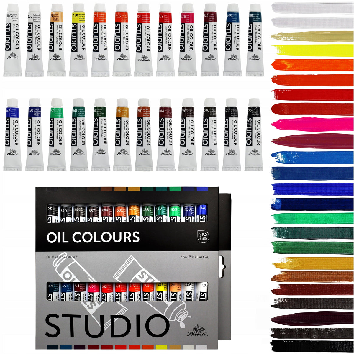 Phoenix – set de culori în ulei, 12–24 x 12 ml