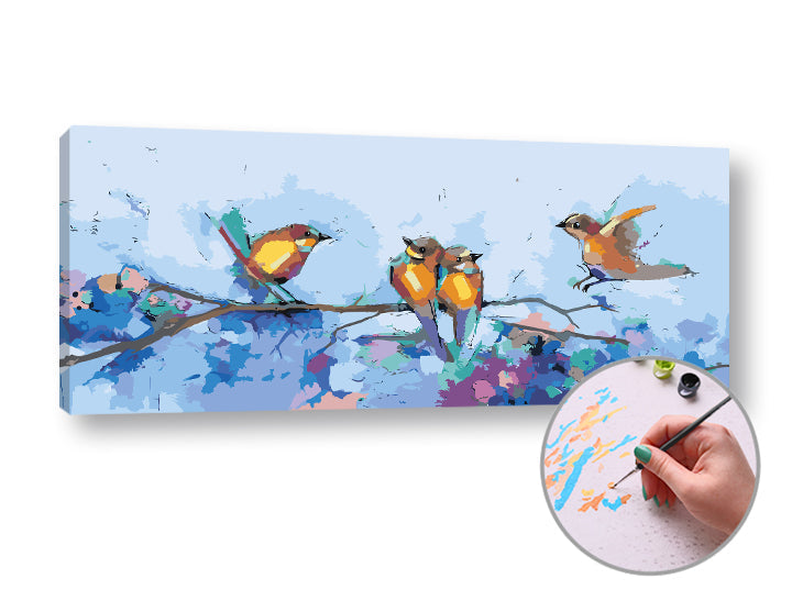 pictura dupa numere birds in winter ro xonchan108