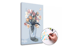 pictura dupa numere bouquet roz intr o vaza ro xonfl086