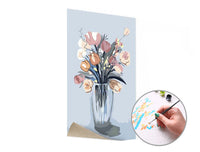 pictura dupa numere bouquet roz intr o vaza ro xonfl086