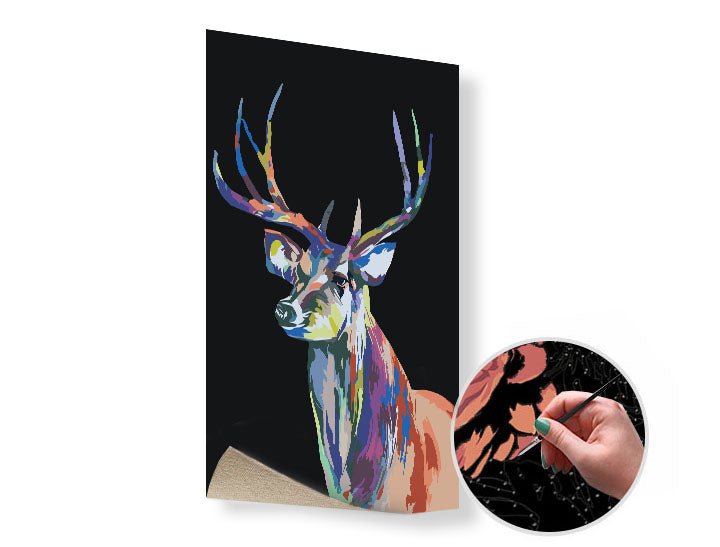 pictura dupa numere colourful deer ro xonbca001e1