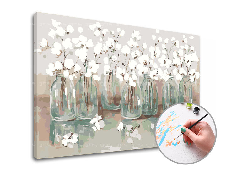 pictura dupa numere flori in glass ro xonfl085