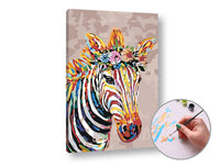 pictura dupa numere zebra cu flori ro xonchan096