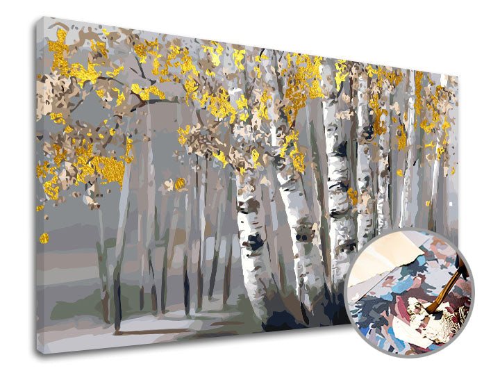 pictura pe numere premium gold crang de mesteacan