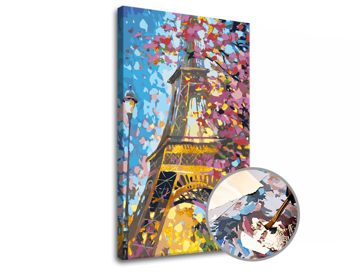 pictura pe numere premium gold turnul eiffel
