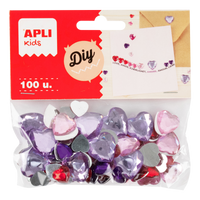 Pietricele decorative acrilice APLI 100 buc, mix de mărimi și culori – inimi