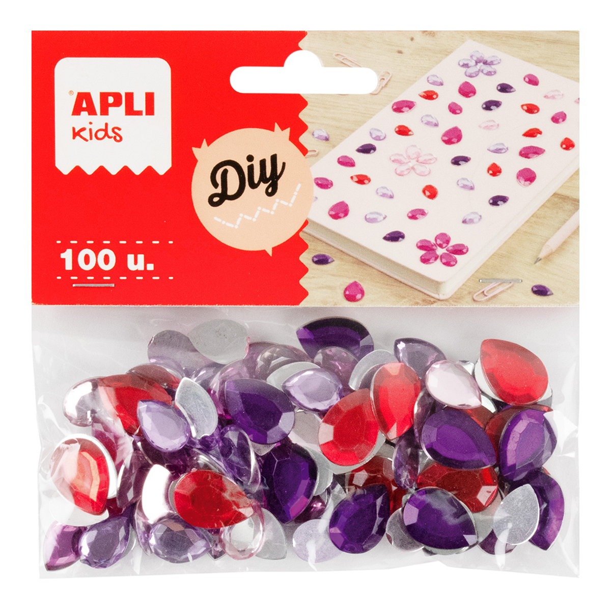 Pietricele decorative acrilice APLI 100 buc, mix de mărimi și culori – picături